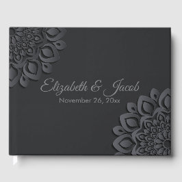 黒コンテンポラリー紙カットマンダラ ゲストブック