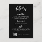 黒コンテンポラリー結婚モダン詳細QRコード エンクロージャーカード (正面)