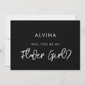 黒コンテンポラリー花ガール提案カード 招待状 (正面)
