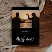 黒コンテンポラリー花婿介添人提案フォトカード 招待状