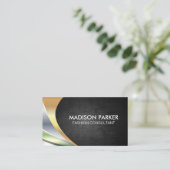 黒コンテンポラリー金属層 名刺 (スタンド正面)