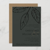 黒コンテンポラリー錆のリハ葉ーサルディナー 招待状 (正面/裏面)