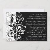 黒コンテンポラリー/白の旋回結婚式招待状 招待状 (正面)