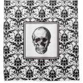 黒ゴシッエレガントクダマスク模様スカル シャワーカーテン (正面)