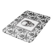 黒ゴシッエレガントクダマスク模様スカル バスマット (アングル)