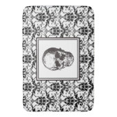 黒ゴシッエレガントクダマスク模様スカル バスマット (正面縦)