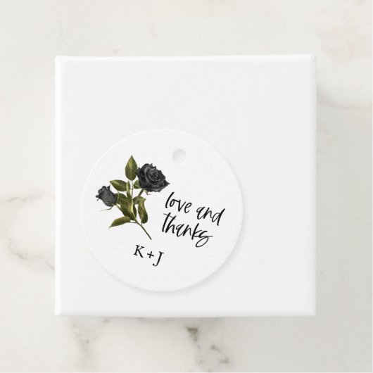 黒ゴシックバラ結婚式の引き出物ラベル白 フェイバータグ (インサイチュ)
