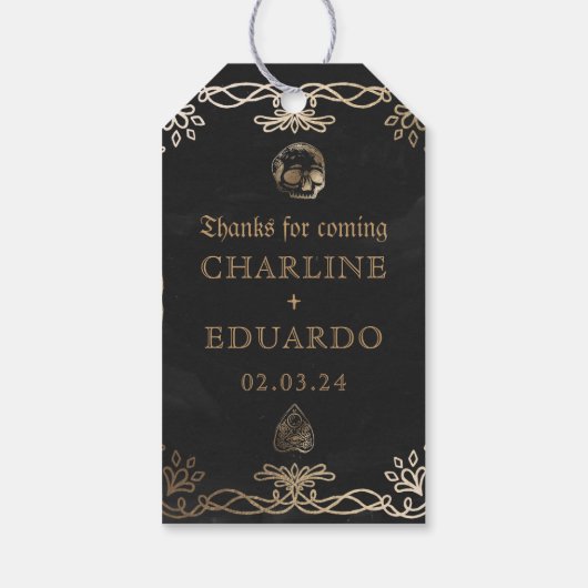 黒ゴシックファンタジー金ゴールド結婚ツタ ギフトタグ (裏面)