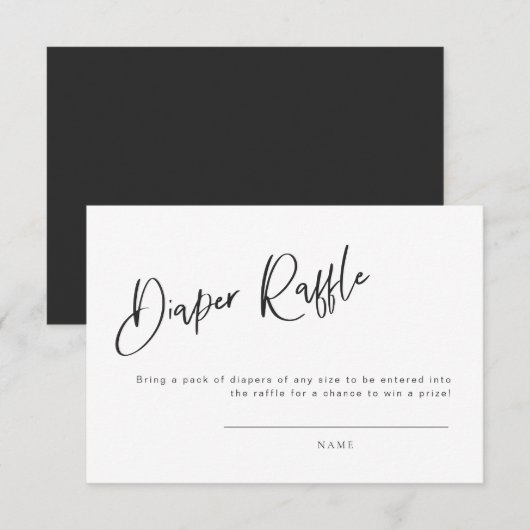 黒ゴシックベビーインスパイアシャワーおむつラッフル エンクロージャーカード (正面/裏面)