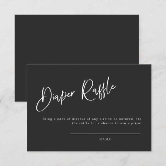 黒ゴシックベビーインスパイアシャワーおむつラッフル エンクロージャーカード (正面/裏面)