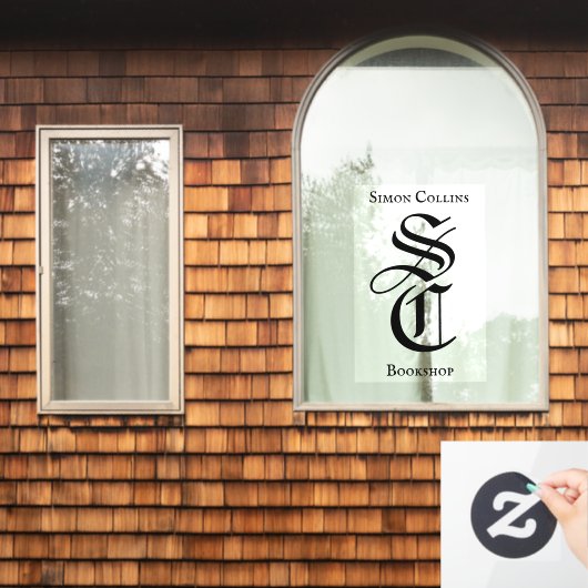 黒ゴシックモノグラム名中世書店 ウィンドウサイン (ホームウィンドウ)