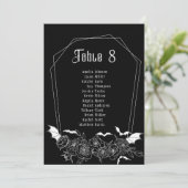 黒ゴシック様式のテーブル結婚番号のシーティングカード (スタンド正面)