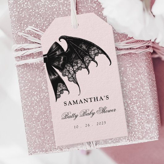 黒ゴシック様式のベビーシャワーメッセージカード ギフトタグ
