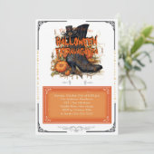 黒ゴシック様式の魔女ハロウィーンブーツ 招待状 (スタンド正面)