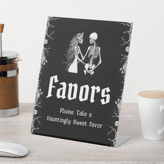 黒ゴシック様式ハロウィーンのスケルトンがサインを引き立てる 台座サイン (インサイチュ)
