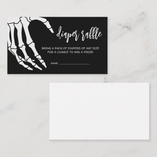黒ゴシック風ベビーシャワーおむつラッフル エンクロージャーカード (正面/裏面)