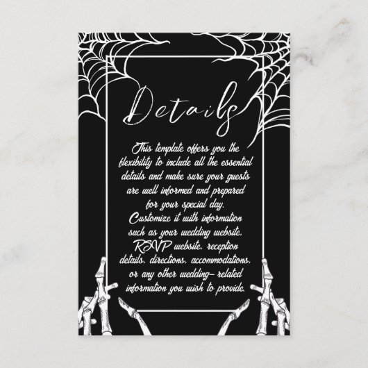 黒ゴシック骨格ハロウェディング詳細 エンクロージャーカード (正面)