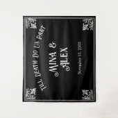 黒ゴシッパーソナライズされたク結婚の写真の背景 タペストリー (正面)