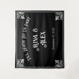 黒ゴシッパーソナライズされたク結婚の写真の背景 タペストリー