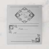 黒ゴシッ華美クの花模様モノグラム プレイスカード (外部開封)