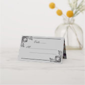 黒ゴシッ華美クの花模様モノグラム プレイスカード (正面)