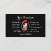 黒ゴージャスな赤いハートモダンと写真かわいい 名刺 (裏面)