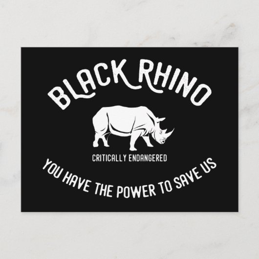 黒サイの動物保護はがき ポストカード (正面)