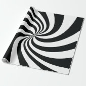 黒サイケデリックと白の渦巻き ラッピングペーパー (アンロールド)