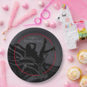 黒サテンシルエットバチュラーパーティ ペーパープレート (パーティー)