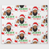 黒サンタデパクリスマスマンメンズヒゲ ラッピングペーパー (フラット)