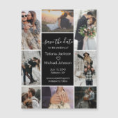 黒シック8写真コラージュ日付磁石を保存 (正面)