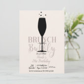 黒シャンパングラス ブランチ バブル 誕生日 招待状 (スタンド正面)