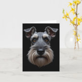黒シュナウザー 犬 シュナウザーの顔 カード (黄色い花)