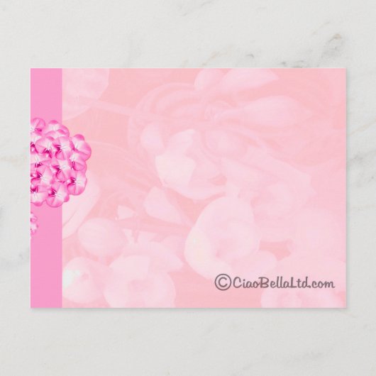 黒シルエットブライドピンクフローラ背景 インビテーションポストカード (裏面)