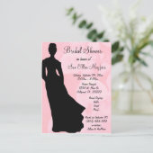 黒シルエットブライドピンクフローラ背景 インビテーションポストカード (スタンド正面)