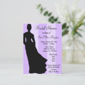黒シルエットブライド紫の背ストライプの景 インビテーションポストカード (スタンド正面)