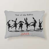 黒シルエットラビットファミリーアクセントピロー アクセントクッション (正面)