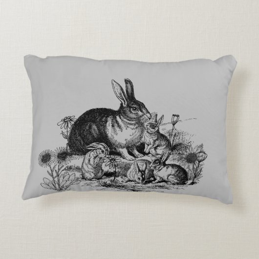 黒シルエットラビットファミリーアクセントピロー アクセントクッション (裏面)