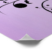 黒シルエット抽象芸術スクロール花紫 ポスター (角)