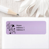 黒シルエット抽象芸術スクロール花紫 ラベル (インサイチュ)