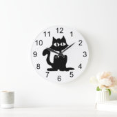 黒シルエット猫壁時計 ラージ壁時計 (ホーム)