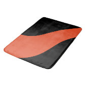 黒シンプルとオレンジの波 バスマット (アングル)