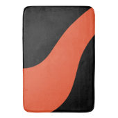 黒シンプルとオレンジの波 バスマット (正面縦)