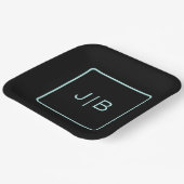 黒シンプルとティール(緑がかった色)のカスタマイズ ペーパープレート (傾斜あり)