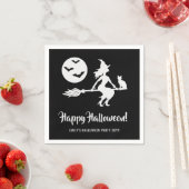 黒シンプルと白のハロウィンの上のの魔女 スタンダードカクテルナプキン (インサイチュ)