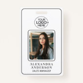 黒シンプルと白のロゴ写真の識別 バッジ (正面)