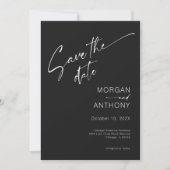 黒シンプルと白の写真日付の保存 セーブザデート (正面)