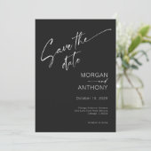 黒シンプルと白の写真日付の保存 セーブザデート (スタンド正面)