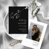 黒シンプルと白の写真日付の保存 セーブザデート