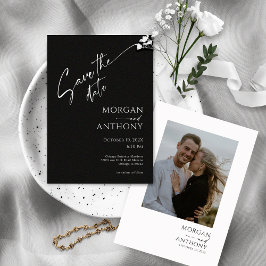 黒シンプルと白の写真日付の保存 セーブザデート